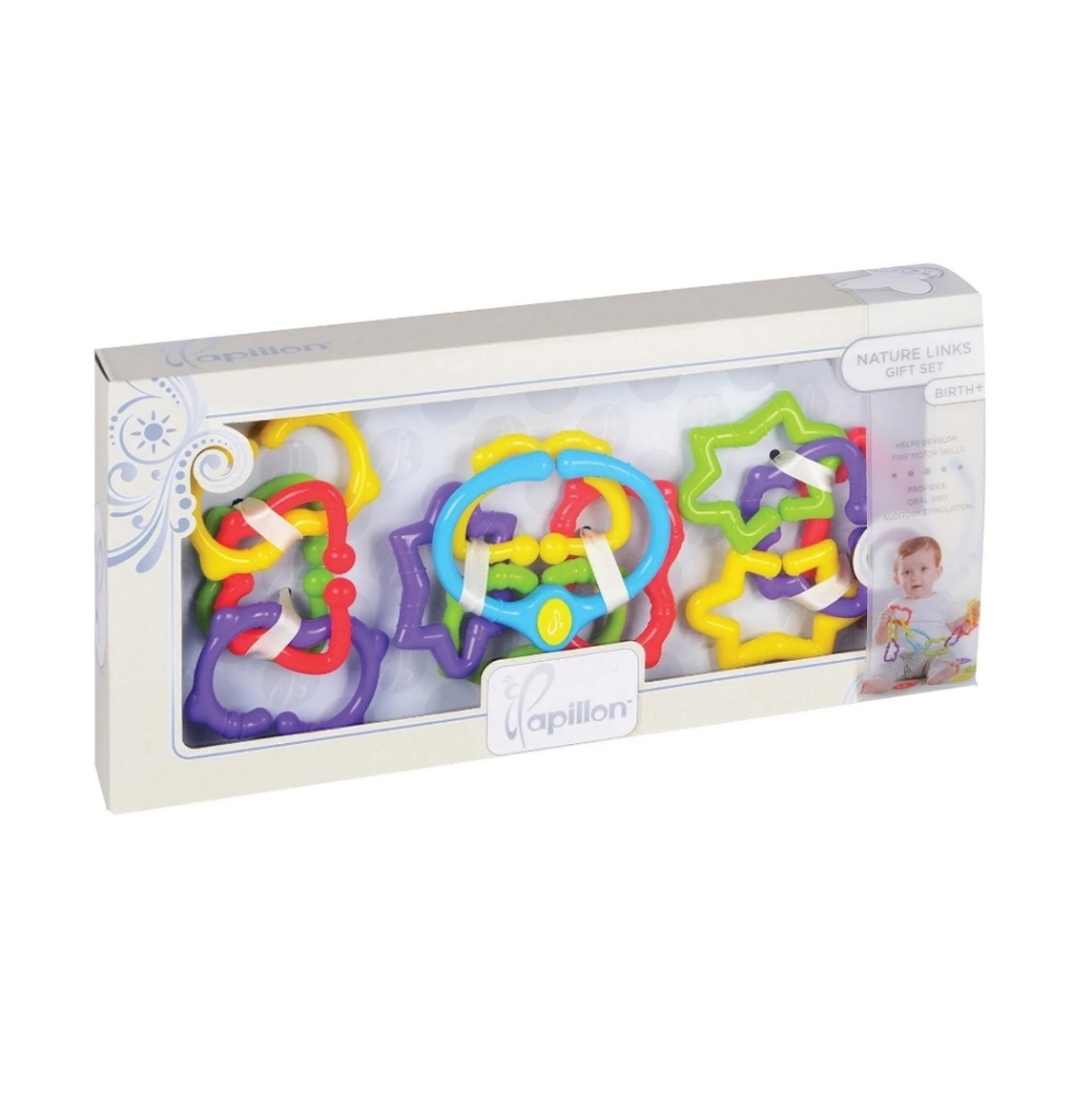 Apillon Nature Links Gift Set For Babies - Rainbow Rings Toy